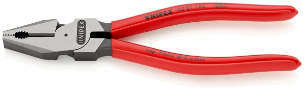 KNIPEX 02 01 180 Kraft-Kombizange mit Kunststoff überzogen schwarz atramentiert 180 mm