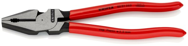 KNIPEX 02 01 225 Kraft-Kombizange mit Kunststoff überzogen schwarz atramentiert 225 mm
