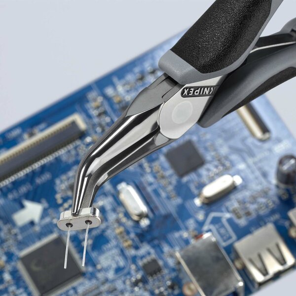 KNIPEX 35 82 145 ESD Elektronik-Greifzange ESD mit durchgestecktem Gelenk mit Mehrkomponenten-Hüllen spiegelpoliert 145 mm