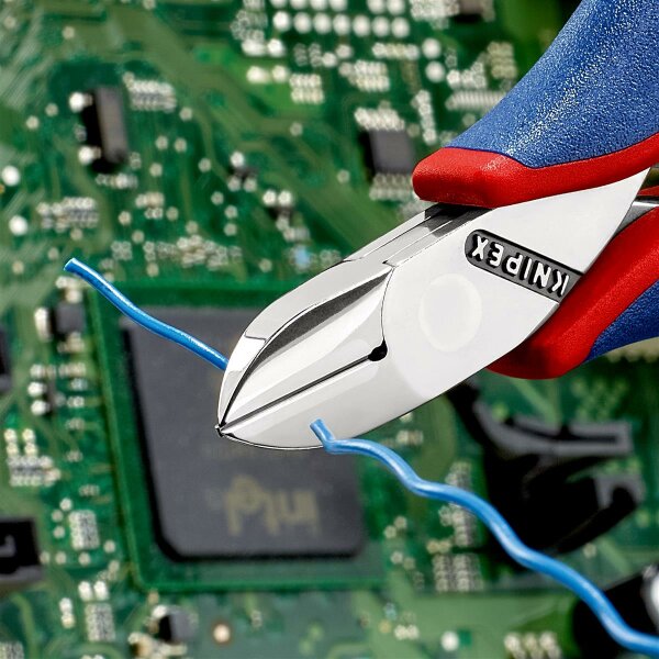 KNIPEX 77 12 115 SB Elektronik-Seitenschneider mit durchgestecktem Gelenk mit Mehrkomponenten-Hüllen 115 mm