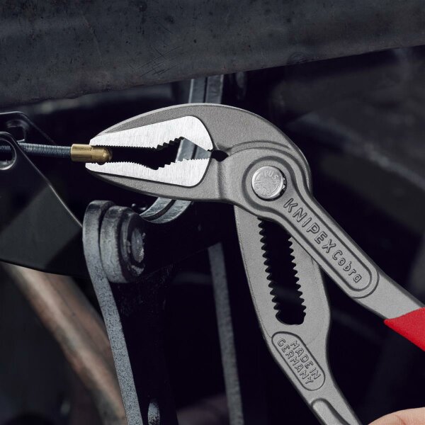 KNIPEX 87 51 180 SB Cobra® ES Wasserpumpenzange extra-schlank mit rutschhemmendem Kunststoff überzogen grau atramentiert 180 mm