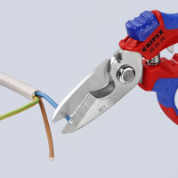 KNIPEX 95 05 20 SB Gewinkelte Elektrikerschere mit Mehrkomponenten-Hüllen, glasfaserverstärkt spiegelpoliert 160 mm