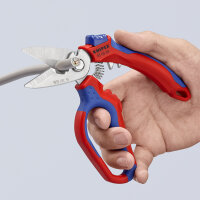 KNIPEX 95 05 20 SB Gewinkelte Elektrikerschere mit Mehrkomponenten-Hüllen, glasfaserverstärkt spiegelpoliert 160 mm