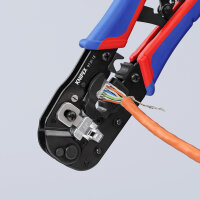 KNIPEX 97 51 13 SB Crimpzange für RJ45-Westernstecker mit Mehrkomponenten-Hüllen brüniert 190 mm