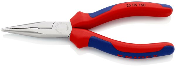 KNIPEX 25 05 160 SB Flachrundzange mit Schneide (Radiozange) mit Comfort-Griffen verchromt 160 mm