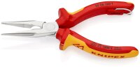 KNIPEX 25 06 160 T Flachrundzange mit Schneide (Radiozange) isoliert mit Mehrkomponenten-Hüllen, VDE-geprüft verchromt 160 mm