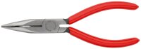 KNIPEX 25 21 160 Flachrundzange mit Schneide (Radiozange) mit Kunststoff überzogen schwarz atramentiert 160 mm