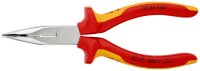 KNIPEX 25 26 160 Flachrundzange mit Schneide (Radiozange) isoliert mit Mehrkomponenten-Hüllen, VDE-geprüft verchromt 160 mm