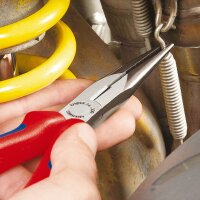 KNIPEX 26 11 200 Flachrundzange mit Schneide (Storchschnabelzange) mit Kunststoff überzogen schwarz atramentiert 200 mm