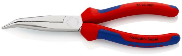 KNIPEX 26 25 200 SB Flachrundzange mit Schneide (Storchschnabelzange) mit Comfort-Griffen verchromt 200 mm