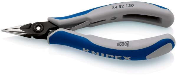 KNIPEX 34 52 130 Präzisions-Elektronik-Greifzange mit Mehrkomponenten-Hüllen brüniert 130 mm
