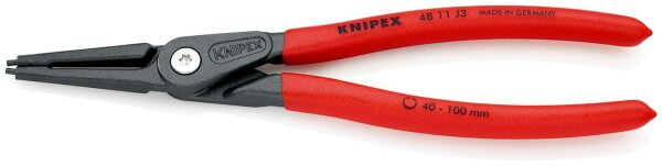 KNIPEX 48 11 J3 SB Präzisions-Sicherungsringzange für Innenringe in Bohrungen mit rutschhemmendem Kunststoff überzogen grau atramentiert 225 mm