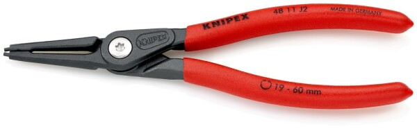 KNIPEX 48 11 J4 SB Präzisions-Sicherungsringzange für Innenringe in Bohrungen mit rutschhemmendem Kunststoff überzogen grau atramentiert 320 mm