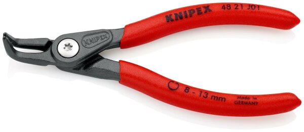 KNIPEX 48 21 J01 Präzisions-Sicherungsringzange für Innenringe in Bohrungen mit rutschhemmendem Kunststoff überzogen grau atramentiert 130 mm