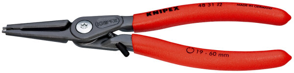 KNIPEX 48 31 J2 Präzisions-Sicherungsringzange für Innenringe in Bohrungen mit Überdehnungsschutz mit rutschhemmendem Kunststoff überzogen grau atramentiert 180 mm