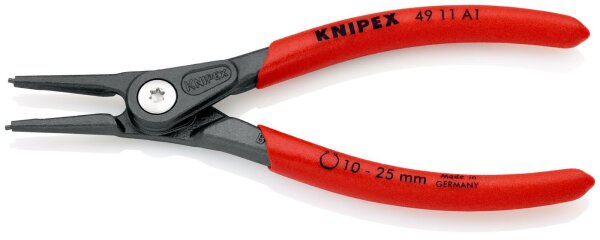KNIPEX 49 11 A1 SB Präzisions-Sicherungsringzange für Außenringe auf Wellen mit rutschhemmendem Kunststoff überzogen grau atramentiert 140 mm