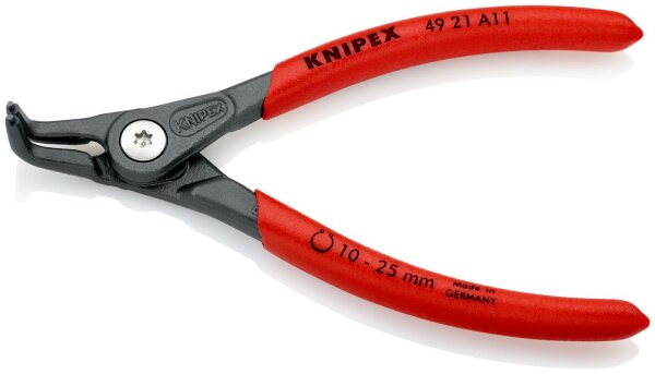 KNIPEX 49 21 A11 SB Präzisions-Sicherungsringzange für Außenringe auf Wellen mit rutschhemmendem Kunststoff überzogen grau atramentiert 130 mm
