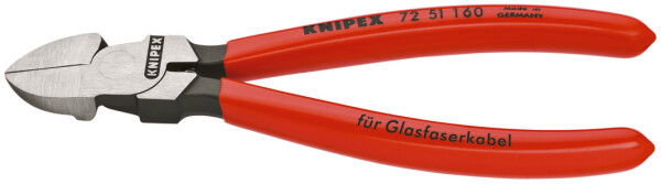KNIPEX 72 51 160 Seitenschneider für Lichtwellenleiter (Glasfaserkabel) mit Kunststoff überzogen 160 mm