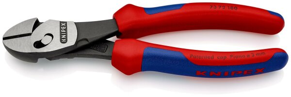 KNIPEX 73 72 180 BK TwinForce® Hochleistungs-Seitenschneider mit Mehrkomponenten-Hüllen schwarz atramentiert 180 mm