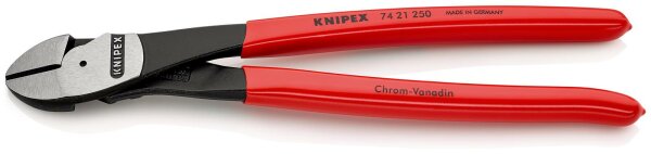 KNIPEX 74 21 250 Kraft-Seitenschneider mit Kunststoff überzogen schwarz atramentiert 250 mm