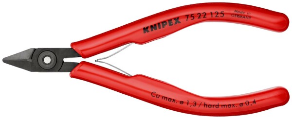 KNIPEX 75 22 125 Elektronik-Seitenschneider mit Kunststoff-Hüllen brüniert 125 mm
