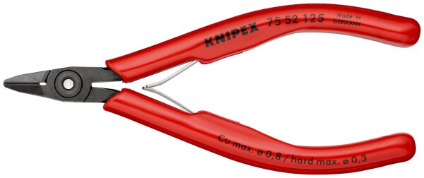 KNIPEX 75 52 125 Elektronik-Seitenschneider mit Kunststoff-Hüllen brüniert 125 mm
