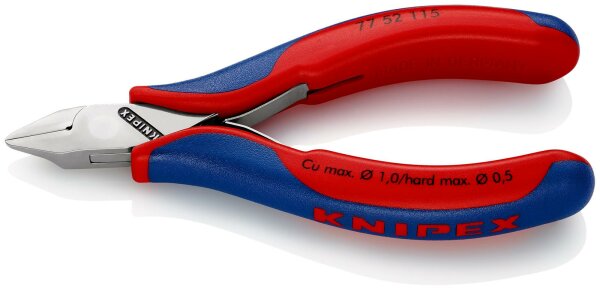 KNIPEX 77 52 115 Elektronik-Seitenschneider mit Mehrkomponenten-Hüllen 115 mm