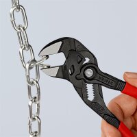 KNIPEX 86 01 180 SB Zangenschlüssel Zange und Schraubenschlüssel in einem Werkzeug mit Kunststoff überzogen schwarz atramentiert 180 mm