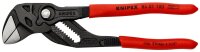 KNIPEX 86 01 180 Zangenschlüssel Zange und Schraubenschlüssel in einem Werkzeug mit Kunststoff überzogen schwarz atramentiert 180 mm