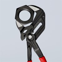 KNIPEX 86 01 250 Zangenschlüssel Zange und Schraubenschlüssel in einem Werkzeug mit rutschhemmendem Kunststoff überzogen schwarz atramentiert 250 mm