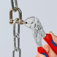 KNIPEX 86 05 180 T BK Zangenschlüssel Zange und Schraubenschlüssel in einem Werkzeug mit Mehrkomponenten-Hüllen, mit integrierter Befestigungsöse zum Anbringen einer Absturzsicherung verchromt 180 mm