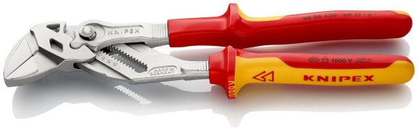 KNIPEX 86 06 250 Zangenschlüssel Zange und Schraubenschlüssel in einem Werkzeug mit Kunststoff überzogen verchromt 250 mm