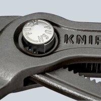 KNIPEX 87 02 180 T BK Cobra® Hightech-Wasserpumpenzange mit Mehrkomponenten-Hüllen, mit integrierter Befestigungsöse zum Anbringen einer Absturzsicherung grau atramentiert 180 mm