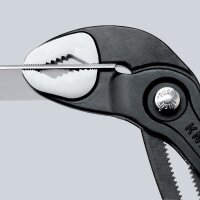 KNIPEX 87 02 300 T BK Cobra® Hightech-Wasserpumpenzange mit Mehrkomponenten-Hüllen, mit integrierter Befestigungsöse zum Anbringen einer Absturzsicherung grau atramentiert 300 mm