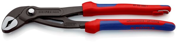 KNIPEX 87 02 300 T Cobra® Hightech-Wasserpumpenzange mit Mehrkomponenten-Hüllen, mit integrierter Befestigungsöse zum Anbringen einer Absturzsicherung grau atramentiert 300 mm