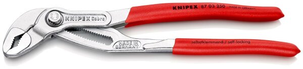 KNIPEX 87 03 250 SB Cobra® Hightech-Wasserpumpenzange mit rutschhemmendem Kunststoff überzogen verchromt 250 mm