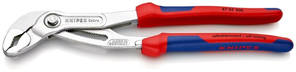 KNIPEX 87 05 300 Cobra® Hightech-Wasserpumpenzange mit Mehrkomponenten-Hüllen grau atramentiert 300 mm