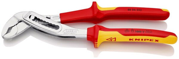 KNIPEX 88 06 250 SB Alligator® Wasserpumpenzange isoliert mit Mehrkomponenten-Hüllen, VDE-geprüft verchromt 250 mm