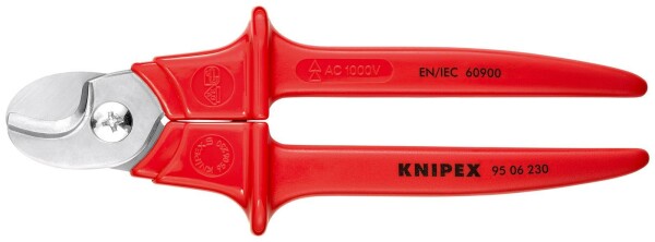 KNIPEX 95 06 230 Kabelschere Griffe mit Kunststoff umspritzt isoliert, mit Kunststoff umspritzt, VDE-geprüft 230 mm