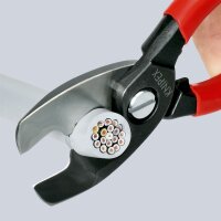 KNIPEX 95 12 200 Kabelschere mit Doppelschneide mit Comfort-Griffen brüniert 200 mm