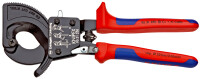 KNIPEX 95 31 250 Kabelschneider (Ratschenprinzip) mit Mehrkomponenten-Hüllen schwarz lackiert 250 mm