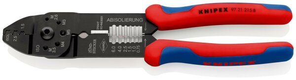 KNIPEX 97 21 215 B SB Crimpzange mit Mehrkomponenten-Hüllen schwarz lackiert 230 mm