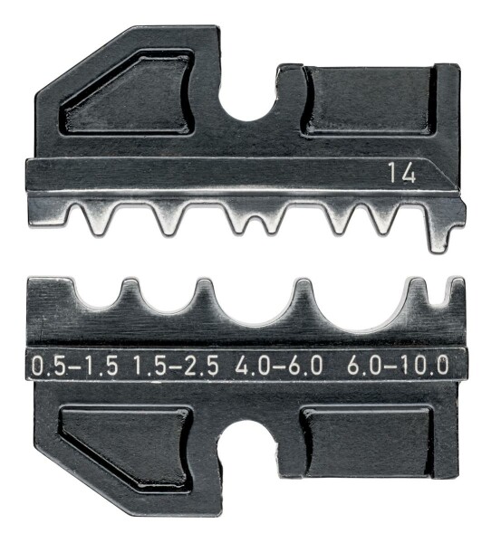 KNIPEX 97 49 14 Crimpeinsatz für unisolierte Quetsch-, Rohr- und Presskabelschuhe nach DIN 46234 und DIN 46235 sowie unisolierte Quetsch-, Stoß- und Pressverbinder nach DIN 46341 und DIN 46267