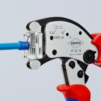 KNIPEX 97 53 18 SB Twistor16® Selbsteinstellende Crimpzange für Aderendhülsen mit drehbarem Crimpkopf mit Mehrkomponenten-Hüllen verchromt 200 mm