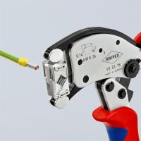 KNIPEX 97 53 18 SB Twistor16® Selbsteinstellende Crimpzange für Aderendhülsen mit drehbarem Crimpkopf mit Mehrkomponenten-Hüllen verchromt 200 mm