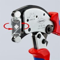 KNIPEX 97 53 18 SB Twistor16® Selbsteinstellende Crimpzange für Aderendhülsen mit drehbarem Crimpkopf mit Mehrkomponenten-Hüllen verchromt 200 mm
