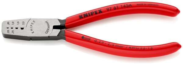 KNIPEX 97 61 145 A SB Crimpzange für Aderendhülsen mit Kunststoff überzogen 145 mm