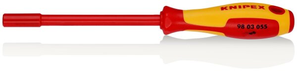 KNIPEX 98 03 055 Steckschlüssel mit Schraubendreher-Griff isoliert mit Mehrkomponenten-Hüllen, VDE-geprüft brüniert 232 mm