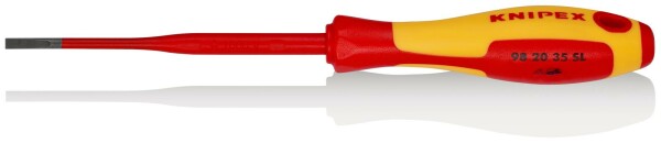KNIPEX 98 20 35 SL Schraubendreher (Slim) für Schlitzschrauben isolierender Mehrkomponenten-Griff, VDE-geprüft brüniert 202 mm
