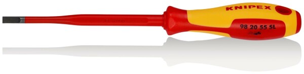 KNIPEX 98 20 55 SL Schraubendreher (Slim) für Schlitzschrauben isolierender Mehrkomponenten-Griff, VDE-geprüft brüniert 232 mm